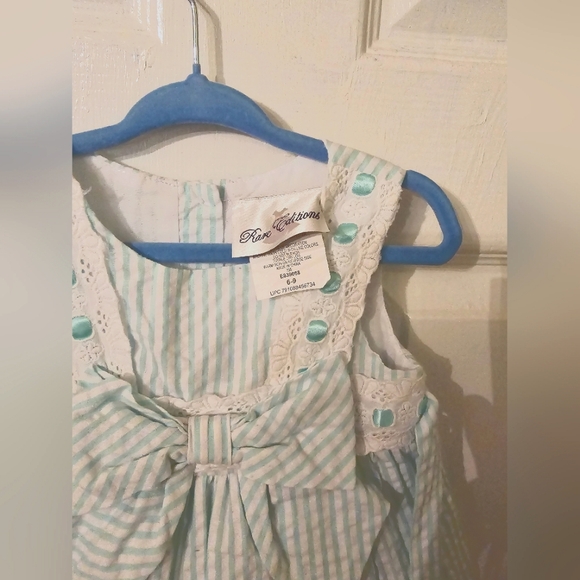 Baby Girl Rare Editions  Light Green and White Seersucker Dress Size 6-9M - Picture 3 of 3